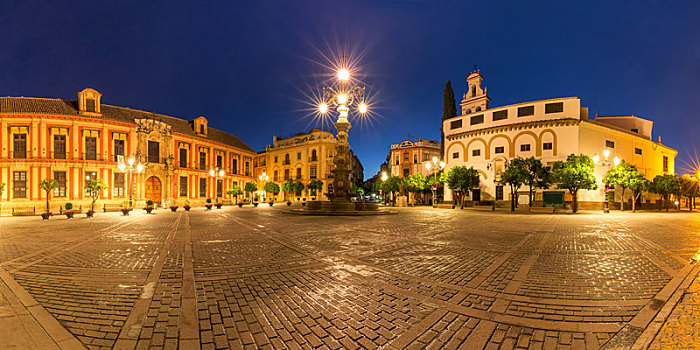 广场,夜晚,塞维利亚,西班牙