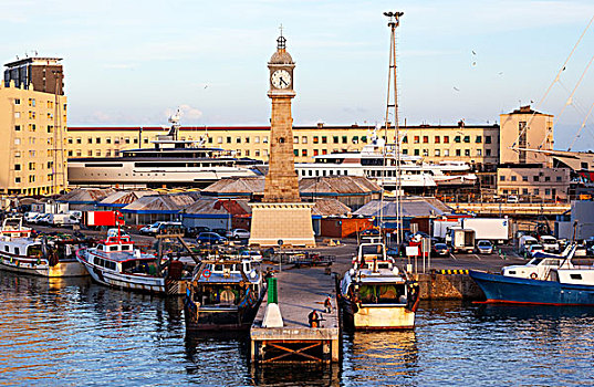钟楼,巴塞罗那,港口,西班牙