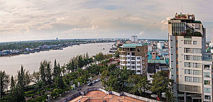 城市,后面,湄公河,湄公河三角洲,芹苴,南,越南,亚洲