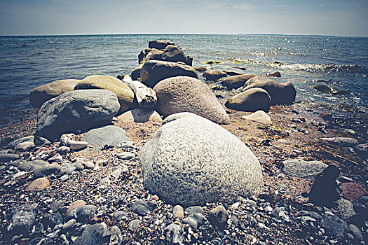 粉笔,海岸,萨斯尼茨,石头,海滩