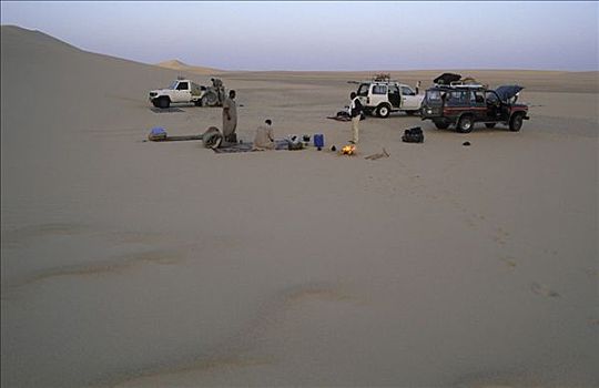沙漠,露营,营火,沙丘,利比亚