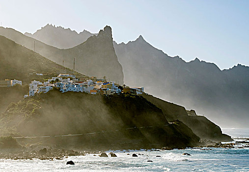 岩石海岸,乡村,特内里费岛,加纳利群岛,西班牙,欧洲