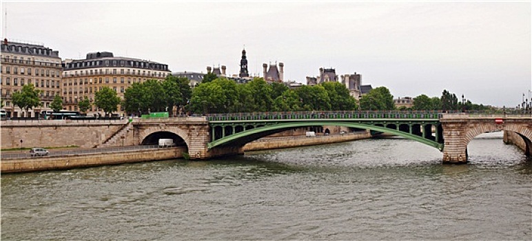 桥,上方,塞纳河,巴黎,城市