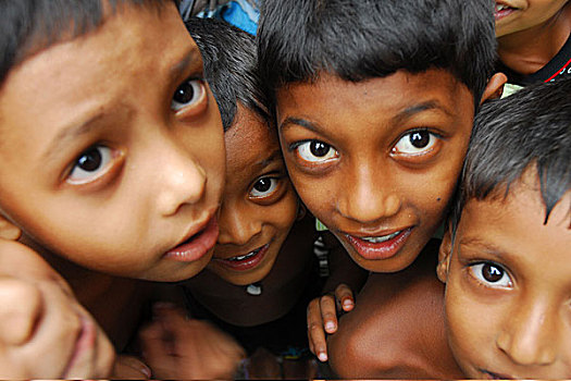 头像,乡村,孩子,达卡,孟加拉,十月,2006年