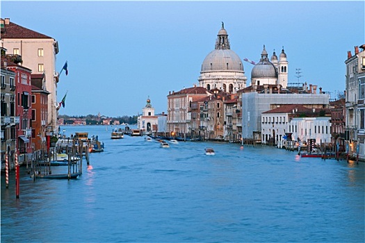 大运河,晚上,威尼斯,意大利