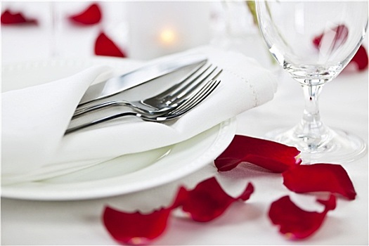 浪漫,餐饭,布置,玫瑰花瓣