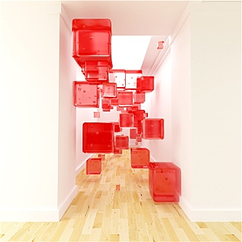 透明,红色,走廊