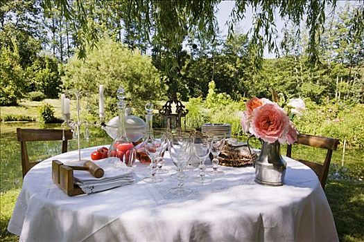 桌子,浪漫,花园