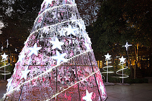 圣诞树,夜晚,广场