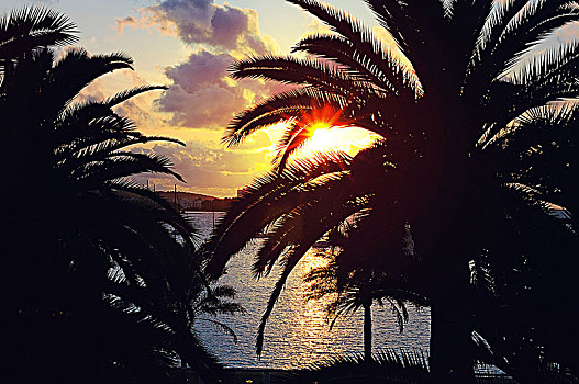 伊比萨岛,西班牙,日落
