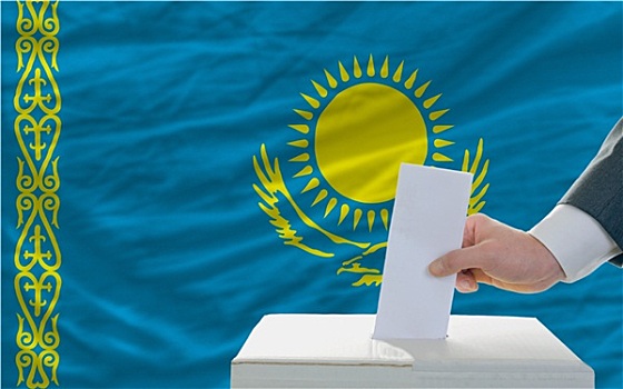 男人,投票,选举,哈萨克斯坦,正面,旗帜