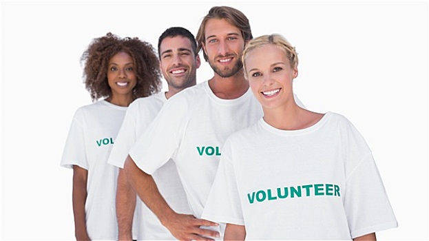 微笑,志愿者,群体,白色背景,背景