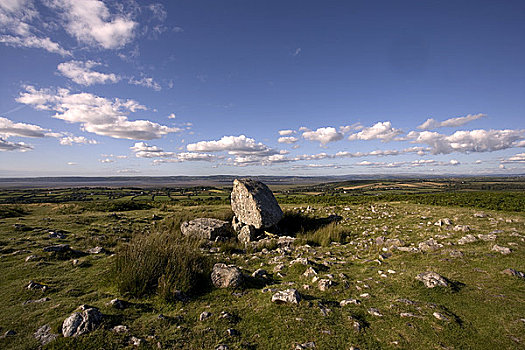 威尔士,风景,石头,新石器时代,墓室,环状列石,巨大,结冰,漂石,竖立
