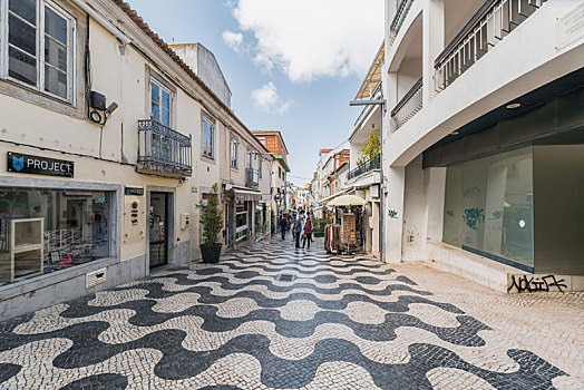葡萄牙小镇卡斯凯什街道景观
