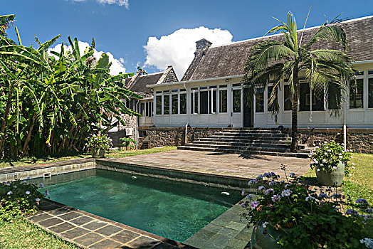 游泳池,历史,殖民地,别墅,房子,毛里求斯,非洲