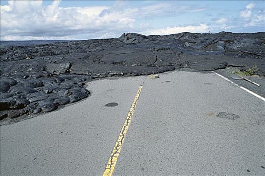 熔岩流,上方,道路,夏威夷