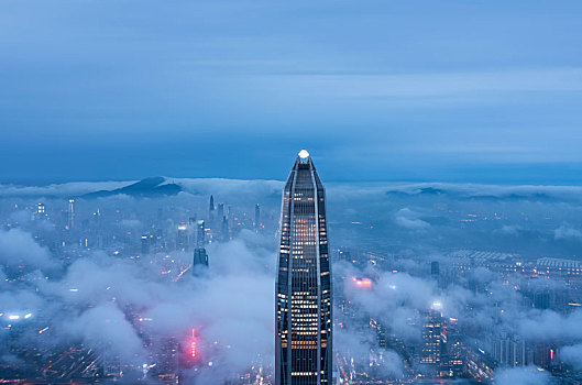 深圳平安大厦夜景航拍