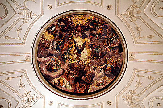 天花板,描绘,胜利,教区,教堂,玛利亚广场,上巴伐利亚,德国,欧洲