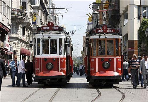 有轨电车,通过,步行区,地区,藍色清真寺,伊斯坦布尔,土耳其