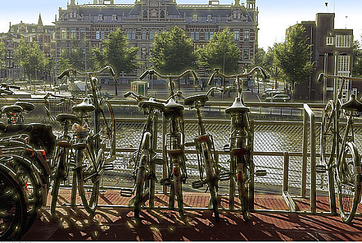 自行车停放,靠近,中央火车站,阿姆斯特丹,荷兰