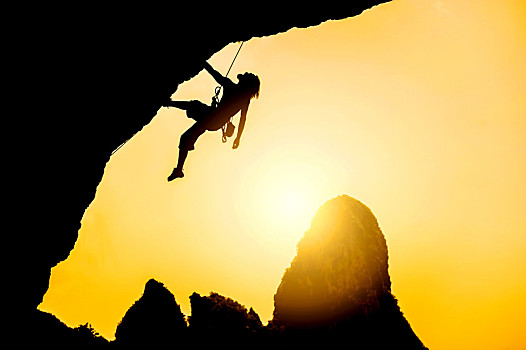 剪影,男人,攀登,极限运动,概念