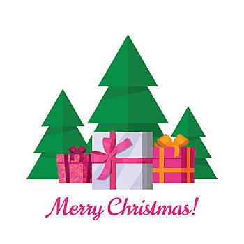 圣诞快乐,矢量,概念,风格,包装,彩色,纸,带,礼物,礼盒,圣诞树,插画,寒假,销售,折扣,广告,贺卡,设计,高兴