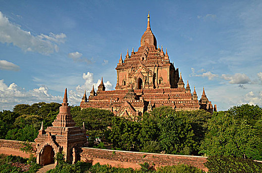 庙宇,上方,建筑,蒲甘,13世纪,世纪,一个,建造,朝代,老,异教,缅甸,东南亚,亚洲