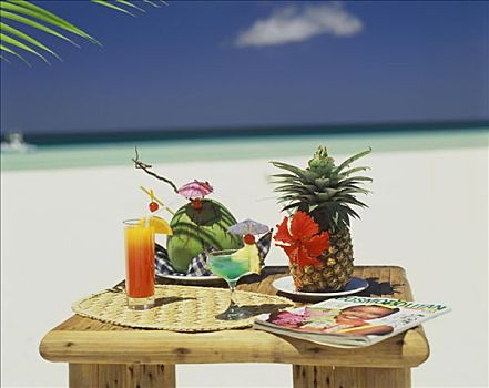 异域风情,饮料,海滩,桌子