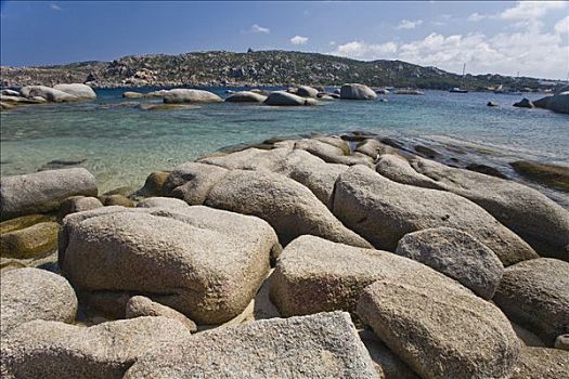 花冈岩,石头,海滩,区域,萨丁尼亚,意大利