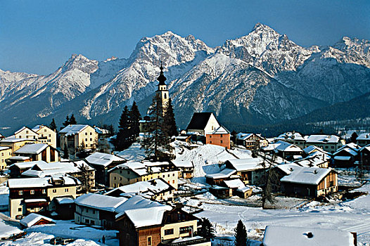 瑞士,乡村,雪中,大幅,尺寸