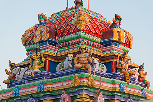 塑像,神,楼塔,大门,印度教,庙宇,岛屿,泰米尔纳德邦,印度,亚洲