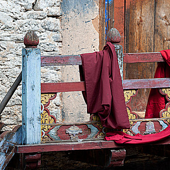 布,上方,栏杆,宫殿,不丹