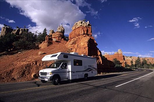 美国,犹他,红岩峡谷,旅行房车,西部