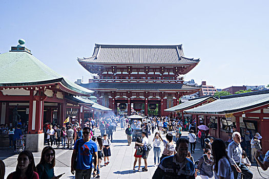 拥挤,人,著名,东京,庙宇