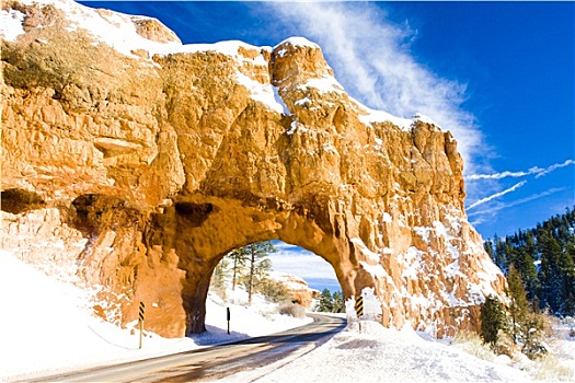 隧道,布莱斯峡谷国家公园,冬天,犹他,美国