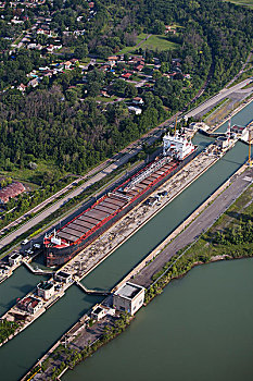 航拍,运河,船,锁,托罗尔德,安大略省,加拿大