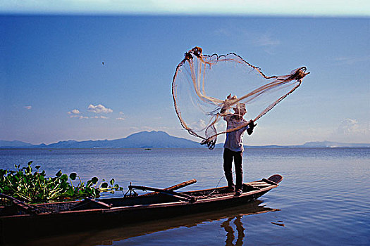 渔民,捕鱼,菲律宾