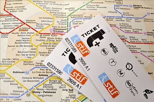 一个,车票,计划,巴黎,地铁,法国,欧洲