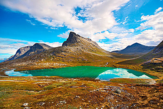 挪威,高山,湖,风景