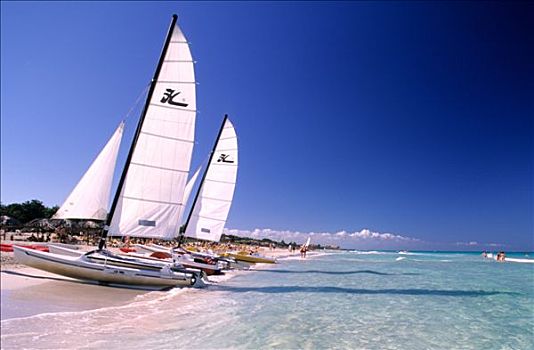 古巴,瓦拉德罗,双体船,海滩
