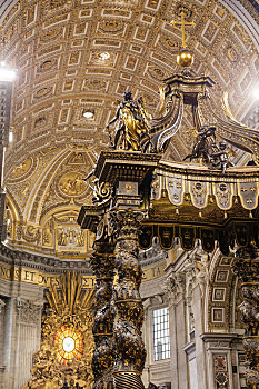 欧洲,意大利,罗马,梵蒂冈,织锦,青铜,上方,主祭台,圣彼得大教堂,后面,长老会