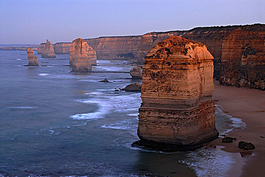 十二门徒岩,早晨,海洋,道路,维多利亚,澳大利亚