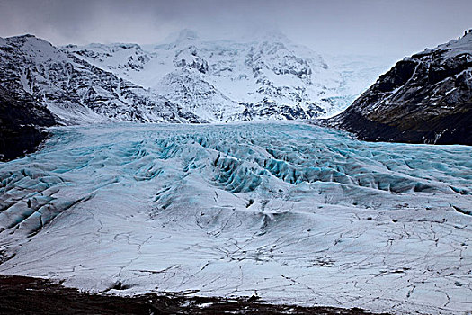 冰河,山峦,冬天,维克,冰岛南部,冰岛,欧洲
