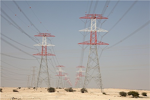 高压,输电塔,荒芜,卡塔尔