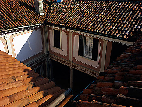 俯视图,户外,乡村,意大利,别墅,瓦屋顶