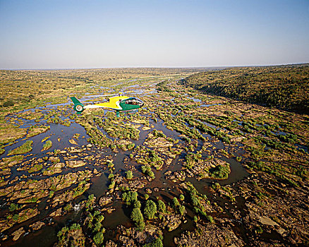 直升飞机,高处,河,克鲁格国家公园,南非