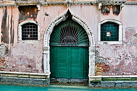 绿色,入口,运河,威尼斯,意大利