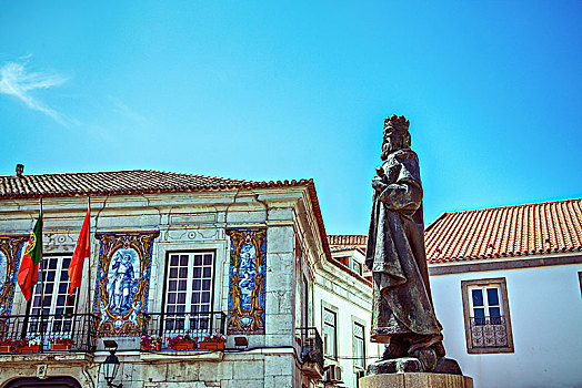 雕塑,国王,城市,卡斯卡伊斯,里斯本,区域,葡萄牙