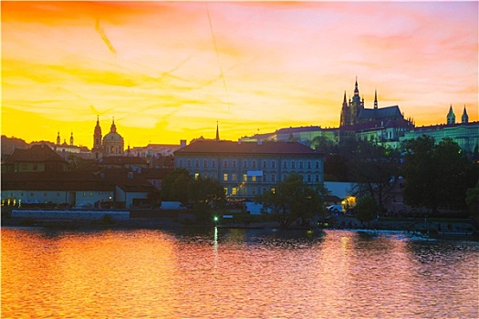 老,布拉格,城市,俯视