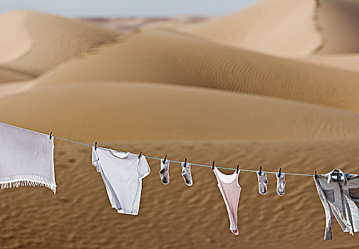 洗衣服,晾衣绳,沙漠,摩洛哥